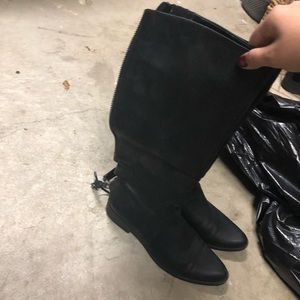 Calvin klein black pebble leather boots size 10